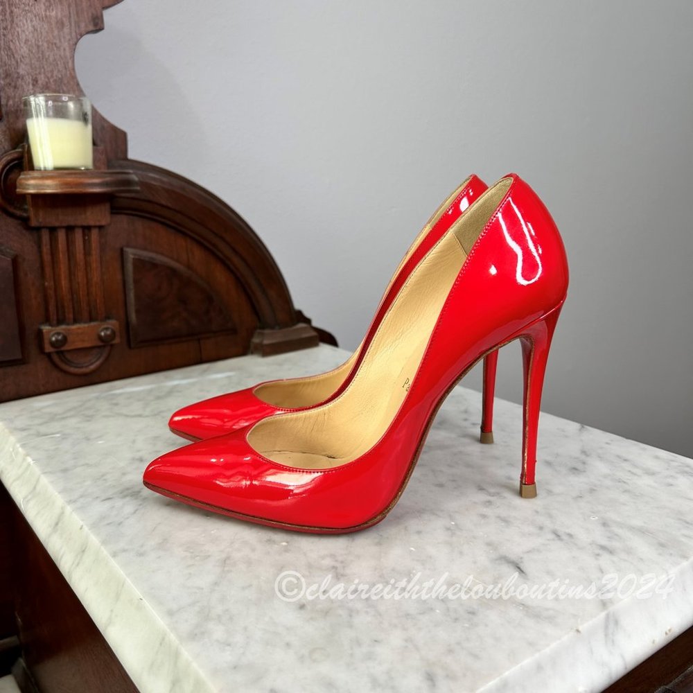 Christian Louboutin Pigalle Follies 100 Red Patent Pumps size 38